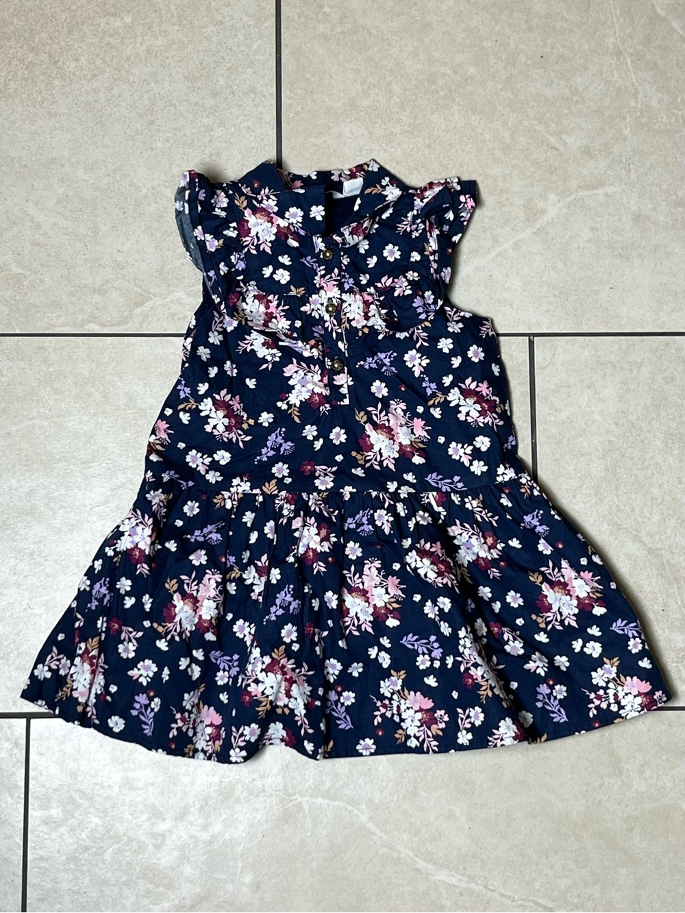 Janie & Jack Navy Blue Floral Print Dress Size 2T